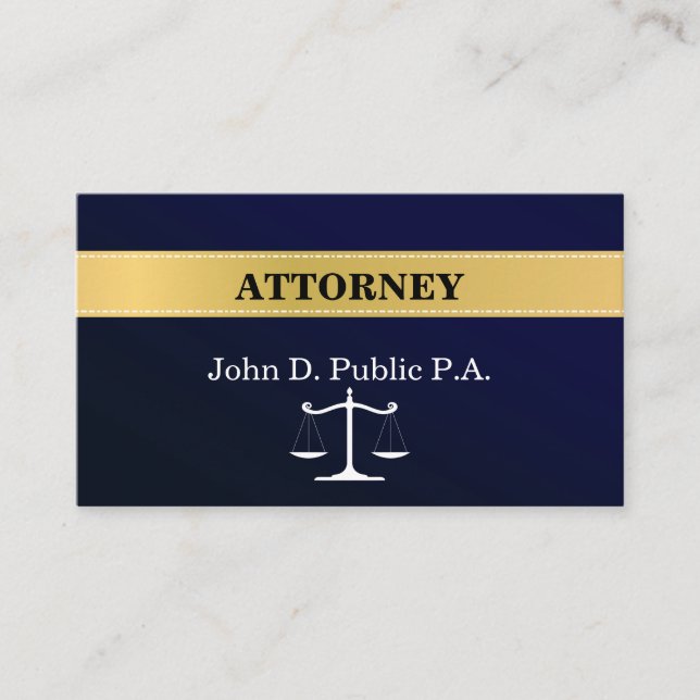 Navy Blue Elegant Attorney Business Card (Front)