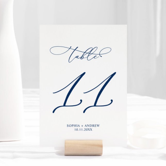Navy Blue Elegant Calligraphy Table 11 Wedding Table Number (Creator Uploaded)