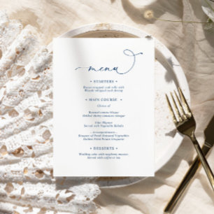 Navy Blue Elegant Calligraphy Wedding Menu