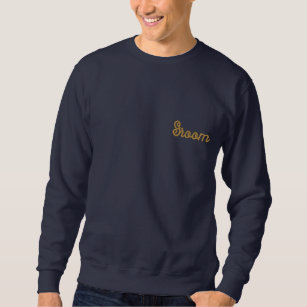 Navy Blue Elegant Chic Groom Wedding   Embroidered Sweatshirt
