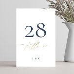 Navy Blue Elegant Gold Classic Wedding Table Number<br><div class="desc">This card is part of a large collection - click below or ask me for me info</div>