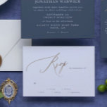 Navy Blue Elegant Gold The Wedding RSVP Card<br><div class="desc">This card is part of a large collection - click below or ask me for me info
*the detail is faux gold not real foil</div>