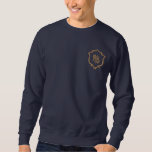 Navy Blue Elegant Initial Letter Monogram Men's    Embroidered Sweatshirt<br><div class="desc">Chic Elegant Embroidered Initial Letter Monogram Men's sweatshirt.</div>