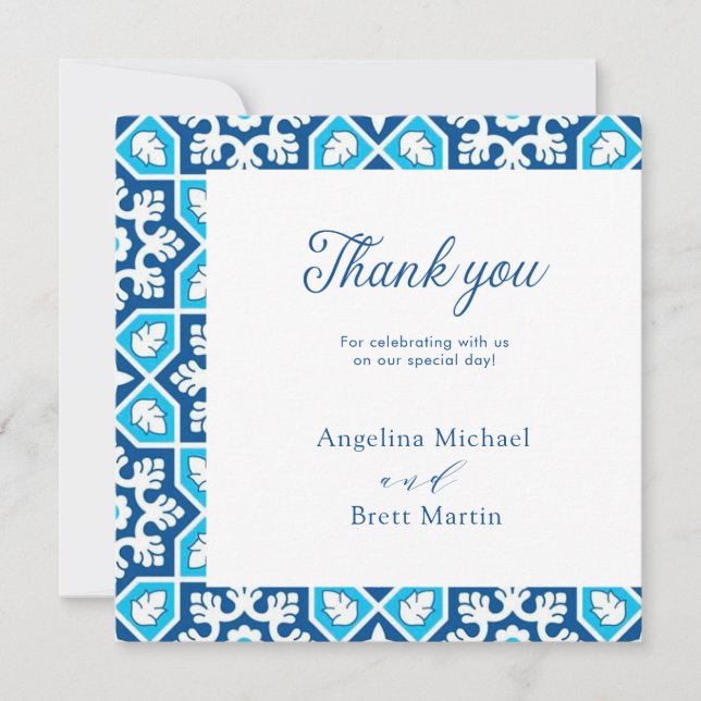 Navy Blue Elegant Minimalist Flat Thank You Card (Front)