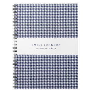 Navy Blue Elegant Minimalist Houndstooth Notebook