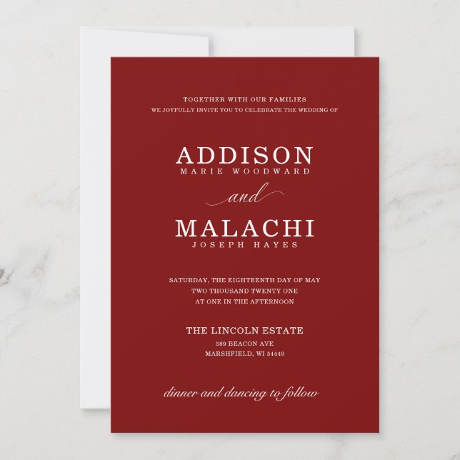 Navy Blue Elegant Minimalist Wedding Invitation (Front)