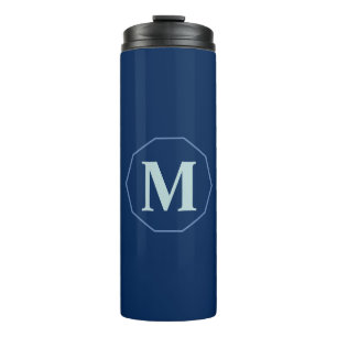 Navy Blue elegant monogram personalised Thermal Tumbler