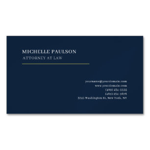 Navy Blue Elegant Plain Professional Modern Magnetic Business Card