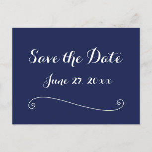 Navy Blue Elegant Save The Date Postcards