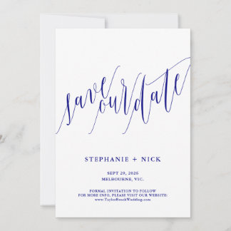 Navy Blue Elegant Script Invitation