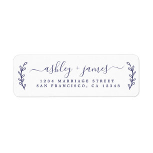 Navy Blue Elegant Script Wedding Return Address
