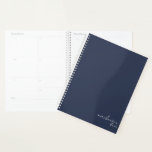 Navy Blue Elegant Simple Minimalist Personalised Planner<br><div class="desc">Navy Blue Elegant Simple Minimalist Personalised Notebook featuring your name and year in modern script. Our planner is here to help you achieve your goals. It provides a way to stay organised and reflect on your life. With a simple undated design, you can use this planner for any occasion: from...</div>