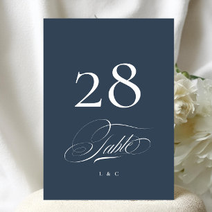 Navy Blue Elegant Wedding 5 x 7 Table Number