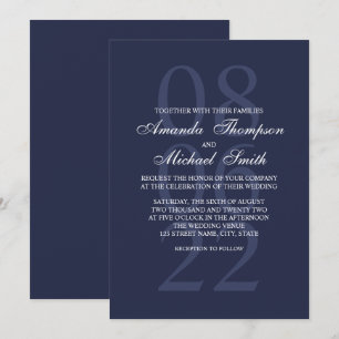 Navy Blue Elegant Wedding Invitation