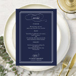 Navy Blue Elegant Wedding Menu<br><div class="desc">Navy Blue Elegant Wedding Menu</div>