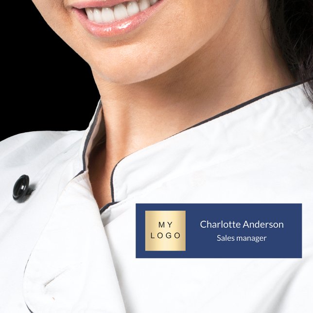 Navy blue employee business name tag (Creator Uploaded)