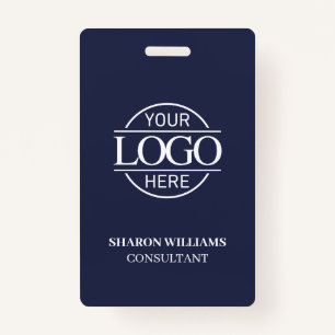 Navy Blue Employee ID with Custom Business Logo ID Badge
