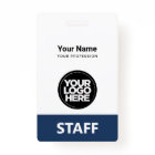 Navy Blue Employee Name Business Logo Staff Tag