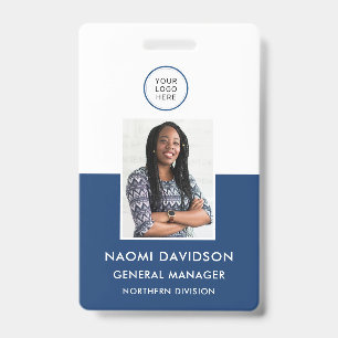 Navy Blue Employee Photo ID Company Badge