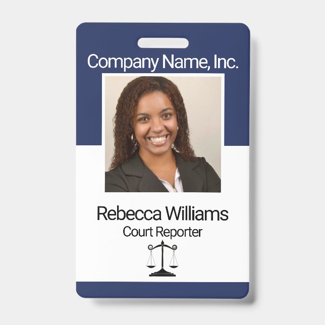 Navy Blue - Employee Picture Badge ID Badge (Front)