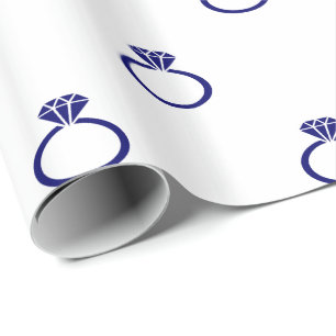 Navy Blue Engagement Rings on White Wrapping Paper