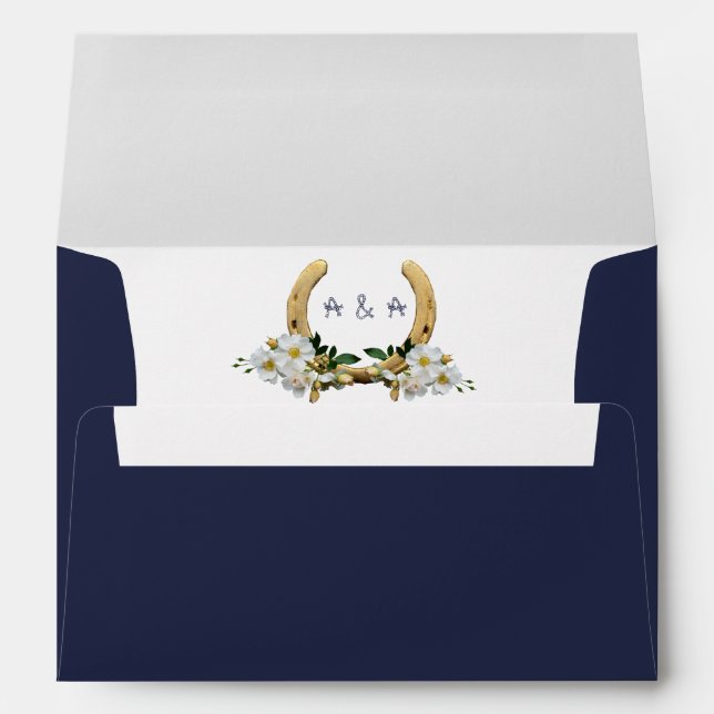 Navy Blue Envelope Matches Country Style Horseshoe (Back (Bottom))