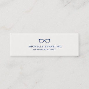 Navy Blue Eyeglasses Logo Optometrist Simple Mini Business Card