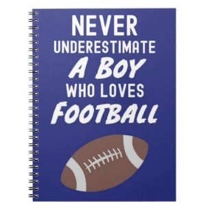 Navy Blue Fall Football Player Gifts For Boys Kids Notebook