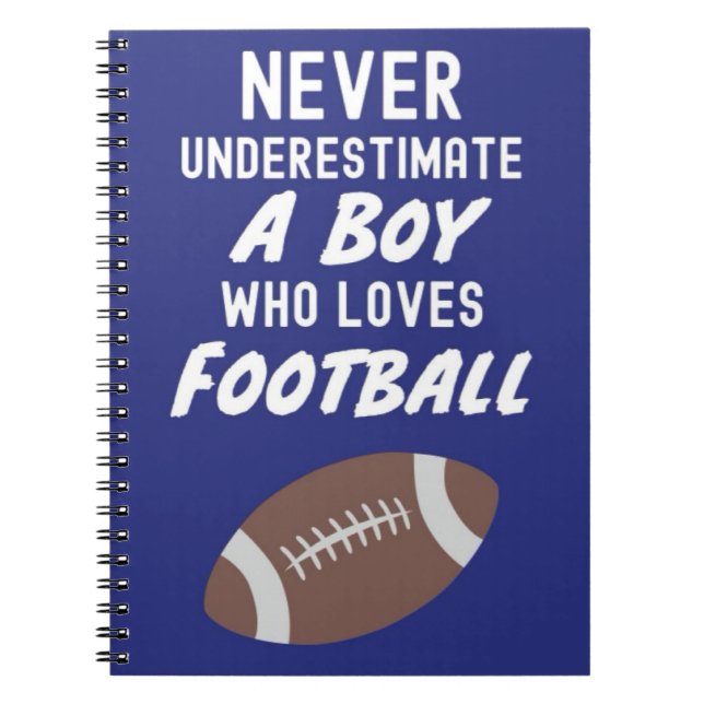 Navy Blue Fall Football Player Gifts For Boys Kids Notebook (Front)