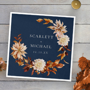 Navy Blue Fall Wedding Napkin