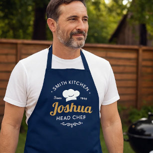 Navy Blue Family Kitchen Head Chef Modern  Apron