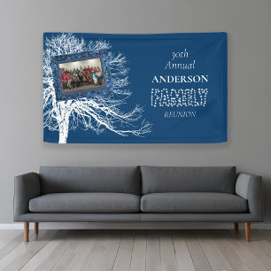 Navy Blue Family Photo Reunion Banner