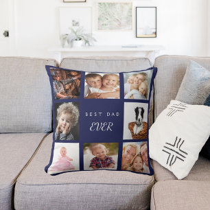 Navy blue father custom photo collage cushion
