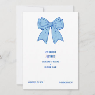 Navy + Blue Faux Glitter Bow Invitation