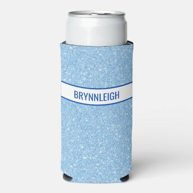 Navy + Blue Faux Glitter Seltzer Can Cooler (Seltzer Front)