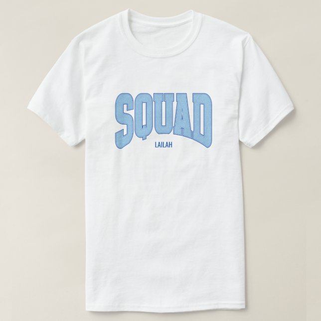 Navy + Blue Faux Glitter SQUAD Bachelorette T-Shirt (Design Front)