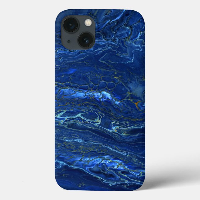 Navy Blue & Faux Gold Marble Acrylic Abstraction  Case-Mate iPhone Case (Back)
