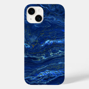 Navy Blue & Faux Gold Marble Acrylic Abstraction Case-Mate iPhone 14 Case