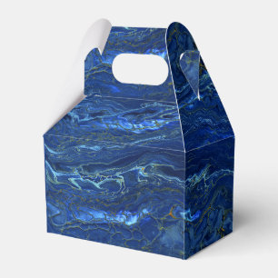 Navy Blue & Faux Gold Marble Acrylic Abstraction Favour Box