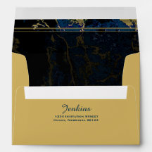 Navy Blue & (Faux) Gold Marble Wedding