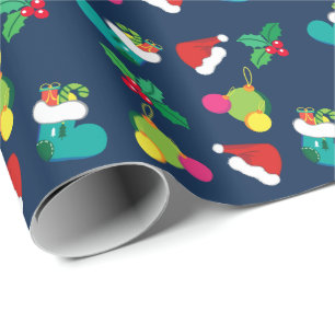 Navy Blue Festive Christmas Wrapping Paper