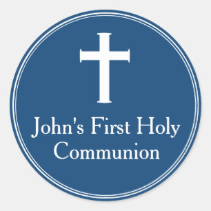 Navy Blue First Communion Favour Tag