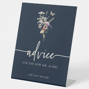 Navy Blue Floral Advice Wedding Sign