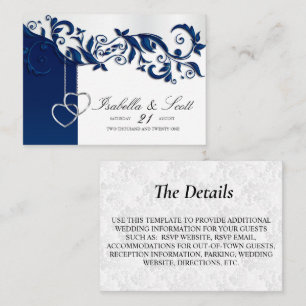 Navy Blue Floral Design - Details Enclosure Card