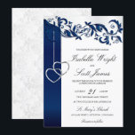 Navy Blue Floral Design Wedding Invitation<br><div class="desc">⭐⭐⭐⭐⭐ 5 Star Review. 🥇AN ORIGINAL COPYRIGHT DESIGN by Donna Siegrist ONLY AVAILABLE ON ZAZZLE! Popular Navy Blue Floral Design Wedding Invitation. This invitation will be a hit with your party guest. It has been beautifully designed in a navy blue and white floral accent on a pure white background with...</div>