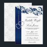 Navy Blue Floral Design Wedding Invitation<br><div class="desc">⭐⭐⭐⭐⭐ 5 Star Review. 🥇AN ORIGINAL COPYRIGHT DESIGN by Donna Siegrist ONLY AVAILABLE ON ZAZZLE! Popular Navy Blue Floral Design Wedding Invitation. This invitation will be a hit with your party guest. It has been beautifully designed in a navy blue and white floral accent on a pure white background with...</div>