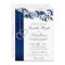 Navy Blue Floral Design Wedding Invitation