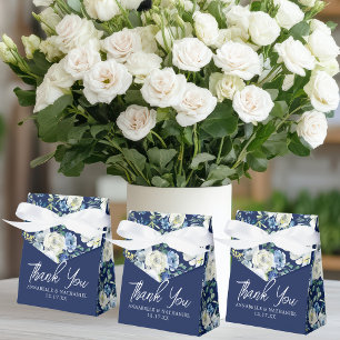 Navy Blue Floral Elegant Evening Winter Wedding Favour Box