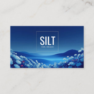 Navy Blue Floral Field Modern Geometric Square Business Card
