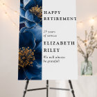 Navy Blue Floral Happy Retirement Welcome Sign